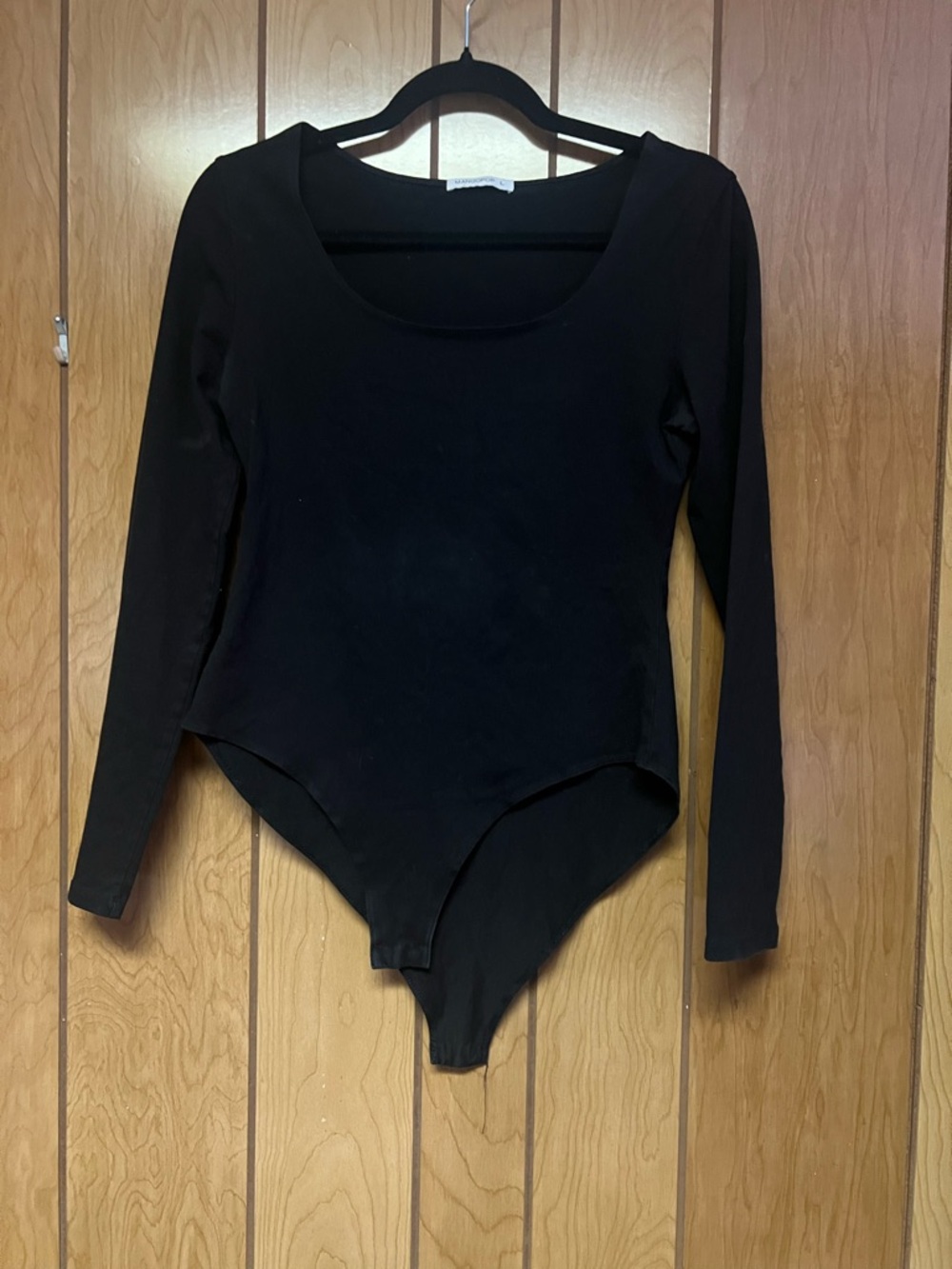 Black Long-Sleeve Scoop Neck Bodysuit - Women Tops